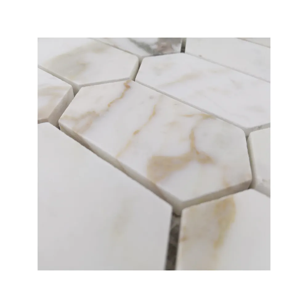 Weiß und Gold Marmor und Stein Mosaike Marmor Stein Mosaik Muster Boden fliese Sechseck Marmor Mosaik fliese