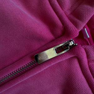 High-quality fashionable <b>retro</b> sun-faded pink oversized zip-up hoodie custom pure cotton fleece zip-up <b>sweatshirt</b> - Product Image 4