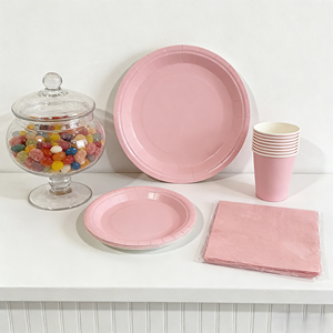 DAMAI – Vaisselle jetable unie pour fêtes, ensemble de vaisselle en papier de couleur unie, assiettes de 7 et 9 pouces, gobelets en papier, serviettes - Product Image 4