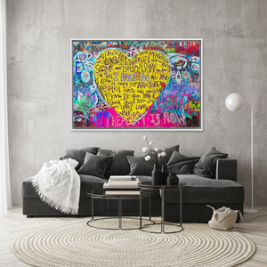 Bohemian Banksy Style Graffiti <b>Canvas</b> Print - Modern Wall Art,WHITE <b>FRAMED</b> <b>CANVAS</b> - Product Image 3