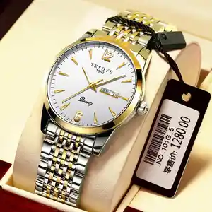 TRS068 montre-браслет Высокое качество Мужские Роскошные наручные часы из нержавеющей стали, металлический ремешок Мужские наручные часы со сменными камнями Bling CZ кварц