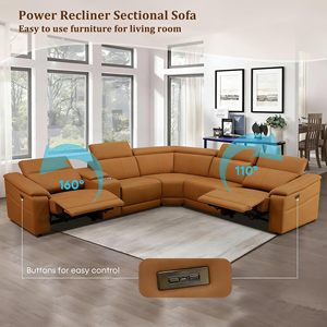 <span class=keywords><strong>Canapé</strong></span> d'angle de luxe inclinable <span class=keywords><strong>électrique</strong></span> en cuir pour salon, avec console de rangement et porte-gobelets - Product Image 6