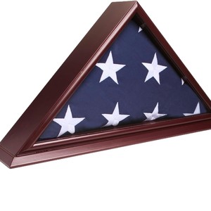 Wooden Triangular Flag <b>Display</b> <b>Case</b> 1107 <b>Wall</b> Mount Free Standing UV Protection Storage Box - Product Image 2