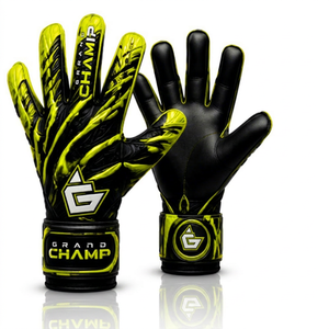 Gants de gardien de but de football d'extérieur toutes saisons en cuir de haute qualité avec grip en caoutchouc, protection des doigts, sangle de poignet en néoprène et paume en latex de 4 mm - Product Image 1