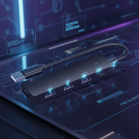 Hub USB de 5 Puertos ABS al por Mayor con 1 Puerto Tipo-C y 4 Puertos USB 2.0, Divisor de Datos de Alta Velocidad para Laptop, PC, Adaptador Extensor de Escritorio