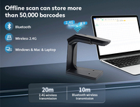 Escáner de Código de Barras Bluetooth Portátil JR 1055W, Lector de Códigos QR Inalámbrico 2D CMOS, Pistola de Escaneo Manual con Soporte
