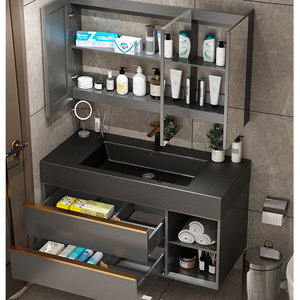 <span class=keywords><strong>DAMSEL</strong></span> - Mueble de Baño Rectangular Moderno de Mármol, con Lavabo Integrado, Espejo con Iluminación, Ecológico, con Cierre Suave - Product Image 5