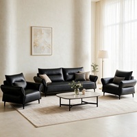 Ensemble de canapés de bureau modulaires modernes de luxe en cuir PU noir avec éponge haute densité pour la maison, le bureau, l'hôtel, meubles commerciaux