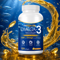Capsules d'huile de poisson Oméga-3 pour adultes OEM, 120 gélules molles, saveur citron, sans arrière-goût de poisson, triple concentration R-TG, vente en gros