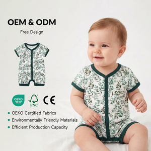OEM ODM verano bambú Sleeper niño pequeño mono de manga corta fino <span class=keywords><strong>mameluco</strong></span> recién nacido bebé Pijamas - Product Image 1