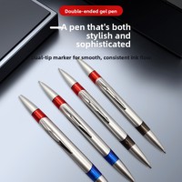 Stylo bille en plastique rouge et bleu double face en gros avec logo personnalisé imprimé pour cadeaux promotionnels et écriture quotidienne au bureau