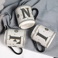 Tasses à thé au lait en céramique dorée, alphabet, tasse en porcelaine de haute qualité pour la maison