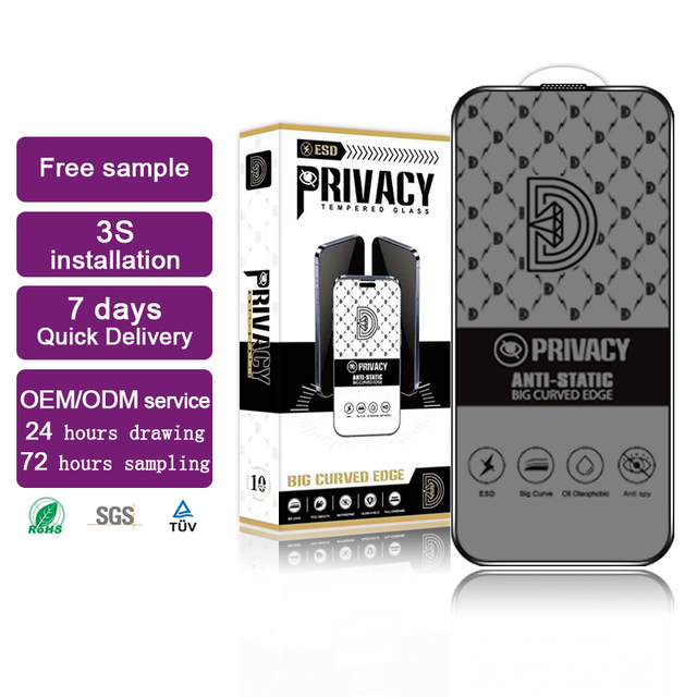Diamond ESD OG Anti Static Anti-spy Privacy Tempered Glass Golden for Iphone 15 16 Pro Max Screen Protector Mobile Phone