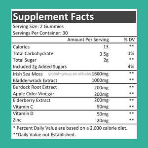 Gomitas de musgo de mar de etiqueta privada OEM, gomitas orgánicas de raíz de bardana, musgo de mar y Bladderwrack, gomitas, suplemento crudo Seamoss - Product Image 2