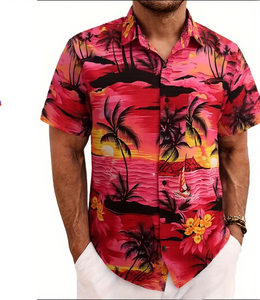 Custom Sublimatie Full Print Heren Stand Kraag Korte Mouw Odm Smart Casual Bloemen Hawaiian Shirts Snel Droog Zomer Strandkleding - Product Image 1