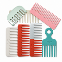 Peigne à cheveux large en acétate, écologique, portable, avec logo personnalisé Ume, pour cheveux afro épais, fabrication artisanale, usage domestique