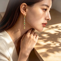Boucles d'oreilles créoles pour femmes, bijoux de luxe en argent sterling 925 avec pierres CZ multicolores, bijoux fins, vente en gros