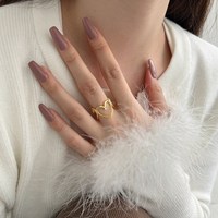 Dylam Big Love Bague en zircone Cz S925 Bijoux en argent sterling plaqué or 18 carats Bagues cœur creux ouvertes ajustables pour femmes