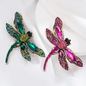 2024 New Design Crystal Vintage Brooch Pin Animal Brooches Alloy Diamond Dragonfly Brooch For Women Cute Jewelry