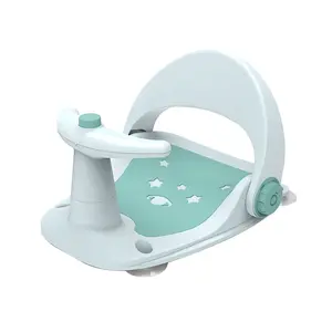 미끄럼 방지 패드와 고정 샤워 의자 흡입 기능이있는 접이식 및 물 스프레이 디자인 6-18 개월용 아기 목욕 시트