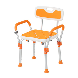 Aluminum alloy <b>shower</b> <b>chair</b> for the elderly and pregnant women, with adjustable backrest and foldable design. - Product Image 2