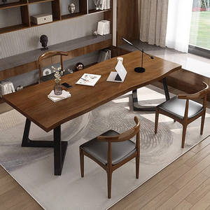 Modern American Solid Wood Desktop <strong>Computer</strong> Desk <strong>MDF</strong> Long <strong>Table</strong> for Office Home Double Large Board Workbench for Bedroom - Product Image 4