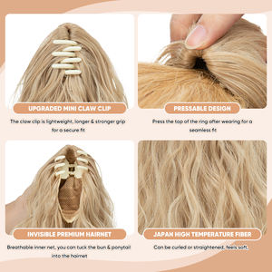 En gros Extensions <span class=keywords><strong>de</strong></span> cheveux synthétiques en <span class=keywords><strong>queue</strong></span> <span class=keywords><strong>de</strong></span> <span class=keywords><strong>cheval</strong></span> à pince, résistantes à la chaleur, longues, ondulées et volumineuses - Product Image 3