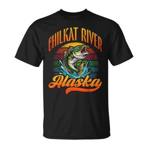 CHILKAT RIVER ALASKA T-shirt rétro Sunset pour la pêche, un accessoire élégant - Product Image 1
