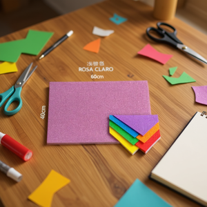 Foglio di Schiuma EVA Ilan 40x60cm Rosa Chiaro Glitterato, Materiale per Artigianato - Product Image 3