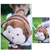 Sac à dos en peluche avec singe de dessin animé, jouet animal en peluche, sac à dos doux pour enfants, Mini sac d'école pour enfants de 1 à 5 ans