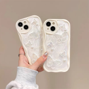 Coque de téléphone portable en silicone de luxe pour femmes, style coréen, avec paillettes époxy papillon perlé, pour iPhone 16 Pro Max, 14, 15, 13, 12, 11, Xsmax - Product Image 2