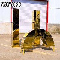 Arche de mariage dorée en miroir SST WOWORK 2026 en gros pour la décoration d'événements et de fêtes