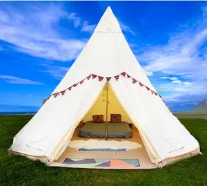 אוהל סיבו טיפי קמפינג גדול חיצונית קמפינג tipee אוהל tepee למבוגרים