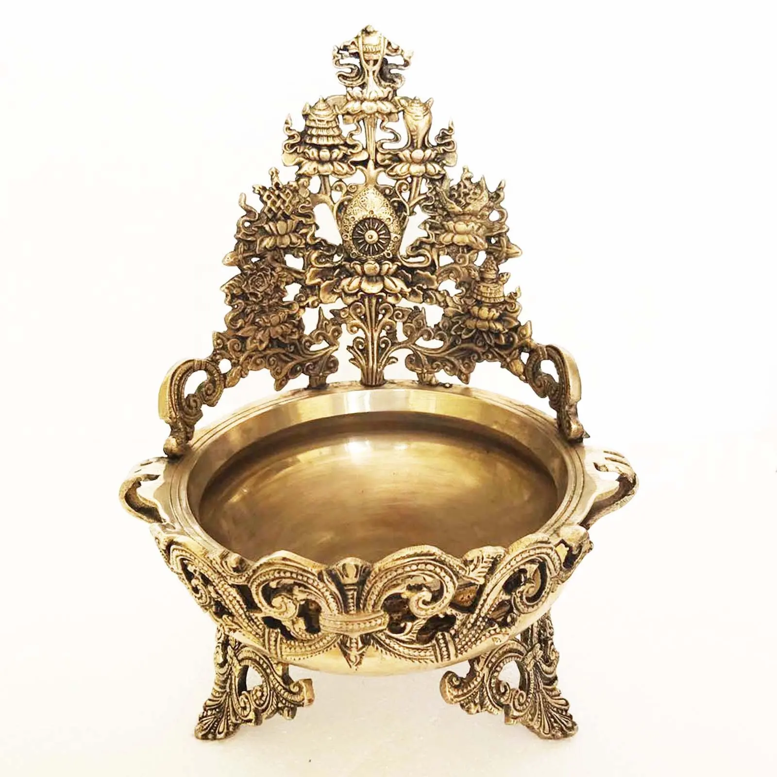 Diwali Decor Brass Metal Urli Home/Event Decor Hand Carved Urli/Pot in antique finished