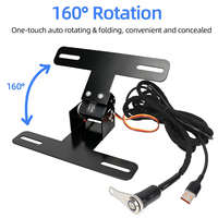 Support de plaque d'immatriculation pliable automatique pour moto 2026 avec prise USB arrière et fonction pivotante – Idéal pour la modification transfrontalière