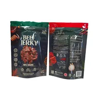 Emballage de viande de bœuf séchée sacs en plastique refermables imprimés sur mesure avec thermoscellage à 3 côtés et étanche pour steak