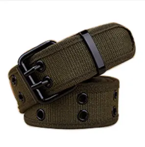 sports green blue black Brown Khaki GB48 hunting tactical security persons 2 rows holes 2 pin stopper pins buckle canvas belts