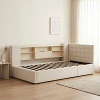 Canapé-lit d'angle moderne Willsoon de style européen, rembourré, avec éclairage LED et rangement, lit de jour écologique pour chambre à coucher