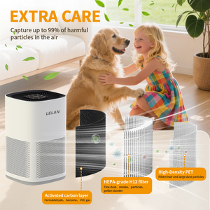 Household Air Purifier 3-Stage Filtration Activated Carbon Layer Pet Hair Odor Elimination <b>Timer</b> Night <b>Light</b> for Bedroom Househo - Product Image 3