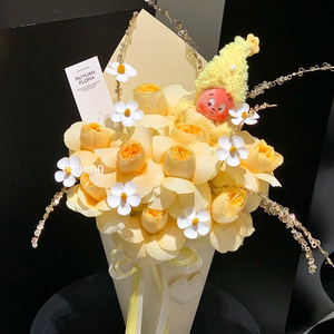 Flores de Jabón Artificiales Preservadas, Rosas Amarillas en Forma de Estrella, Ramo Hecho a Mano, <span class=keywords><strong>para</strong></span> Cumpleaños, Festival Qixi, Día de San Valentín - Product Image 4