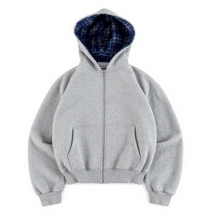 Chaqueta Bomber de Forro Polar con Cremallera Completa en Gris Jaspeado, Sudadera de Mezcla de Algodón con Acabado Cepillado, Corte Relajado, Bolsillo Canguro, Estilo Urbano Personalizado ODM - Product Image 1