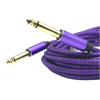 Cable para Guitarra de 5 Metros, 1/4 de Pulgada a 1/4 de Pulgada TS, Conector Mono Jack Recto Macho a Macho de 6.35mm con Conector de Aleación y Trenzado de Nailon