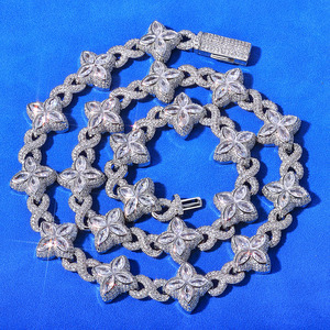 สร้อยคอแบบ Cuban Link  โมอิสซาไนต์สั่งทำพิเศษ เงินแท้ 925 สไตล์ฮิปฮอป ประดับเพชร VVS1 ผ่านการทดสอบเพชร เครื่องประดับ - Product Image 1