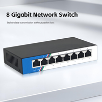 Tshield ZX-G1008D Switch Gigabit Ethernet de 8 Puertos, No Administrado, Full-Duplex 10/100/1000Mbps 16Gbps, Escritorio, Sin Ventilador, Plug&Play, PC, TV