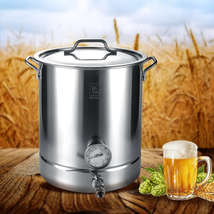 Fournitures pour la brasserie artisanale à domicile, cuve de brassage en acier inoxydable de grande capacité, avec thermomètre et robinet à bille - Product Image 1