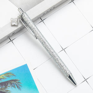 Stylos à bille métalliques rétractables à logo personnalisé, nouveau pendentif en cristal, pointe moyenne (1,0 mm), recharge Parker, encre bleue/noire - Product Image 6