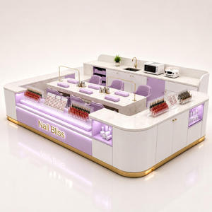 Kiosco de Uñas de Lujo, Mostrador de Exhibición Personalizado para Salón de Manicura, Cabina Moderna con Vitrina de Vidrio LED, Diseño en Metal y Acrílico - Product Image 4