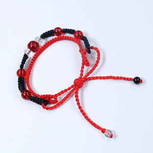 Hot New Anime <span class=keywords><strong>Genshin</strong></span> <span class=keywords><strong>Impact</strong></span> pulsera trenzada para hombres mujeres dibujos animados cuerda roja <span class=keywords><strong>cuentas</strong></span> negras pulsera tejida ajustable para mujeres - Product Image 4