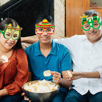 Nouvelles décorations de fête mexicaines, accessoires photo amusants, lunettes en acier inoxydable, imprimé dessin animé, lunettes Piata style carnaval