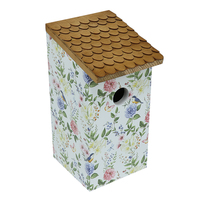 Blumenbedrucktes Holz-Vogelhaus mit Abnehmbarem Reinigbarem Dach, Wetterfestes Hängendes Garten-Vogelnest